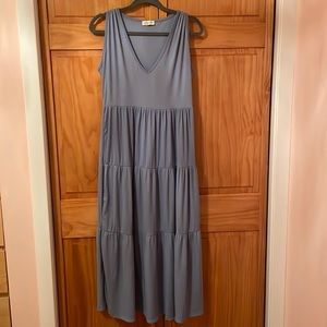 See You Monday brand women’s size Medium sky blue ribbed cotton maxi sundress